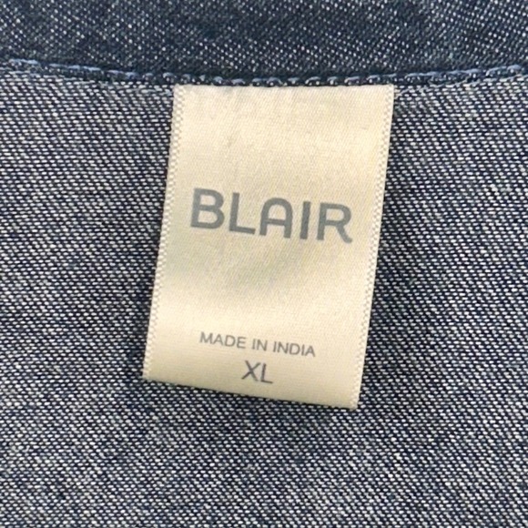 Blair Denim‎ Jean Jacket XL Embroidered Floral Pockets Zip Up Blue - Picture 3 of 12